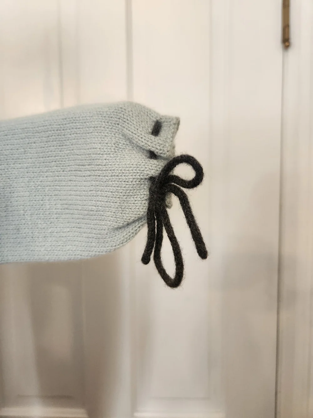100% American Cashmere Light Blue and Navy Giraffe Baby Sacque One Size